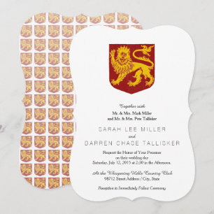 Antieke Heraldische Klimmende Leeuw Uitnodiging