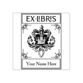 Antieke Heraldische Kroon Ex Libris Rubberstempel (Afrduk)