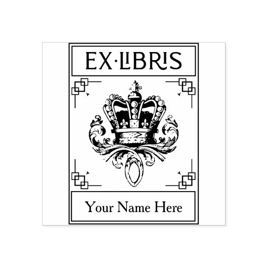 Antieke Heraldische Kroon Ex Libris Rubberstempel (Afrduk)