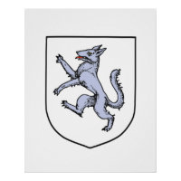 Antieke Heraldische Staande Wolf Illustratie