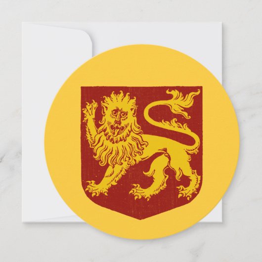 Antieke Heraldische Stappende Leeuw Uitnodiging (Voorkant)