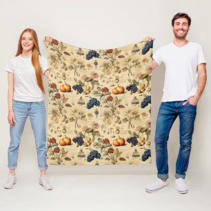 Antieke herfst wijngaard pompoen druiven botanisch fleece deken
