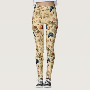 Antieke herfst wijngaard pompoen druiven botanisch leggings