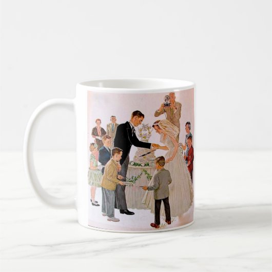 Antieke het Taart Snijden   Koffiemok (Links)