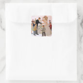 Antieke het Taart Snijden Vierkante Sticker (Tas)