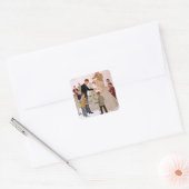 Antieke het Taart Snijden Vierkante Sticker (Envelop)