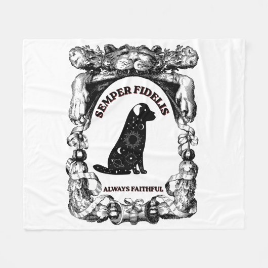 Antieke Himmelse Hond Semper Fidelis Fleece Deken (Voorkant (Horizontaal))