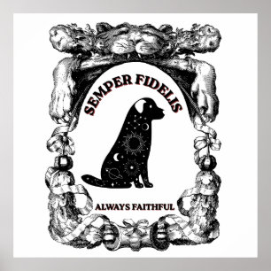 Antieke Himmelse Hond Semper Fidelis Poster