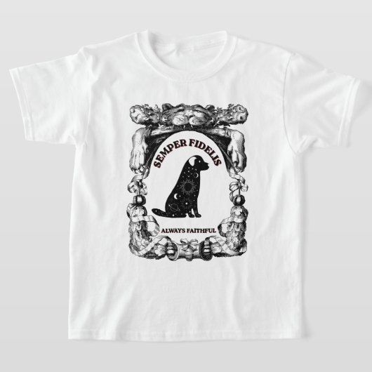 Antieke Himmelse Hond Semper Fidelis T-shirt (Laagn)