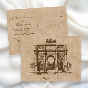 Antieke historische architectuur huwelijksansichtk briefkaart