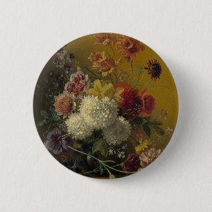 Antieke Hollandse Meester Bloemstuk Georgius van O Ronde Button 5,7 Cm