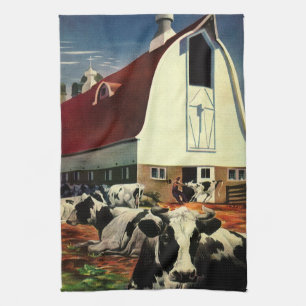 Antieke Holstein-melkkoeien op zuivelboerderij Theedoek
