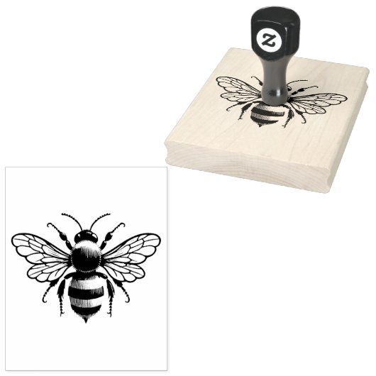 Antieke hommel honingbij rubberstempel (Gestempeld)