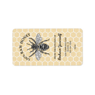 Antieke honingbij-honingpotlabel etiket