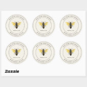 Antieke honingbijlabel ronde sticker (Vel)