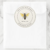 Antieke honingbijlabel ronde sticker (Tas)
