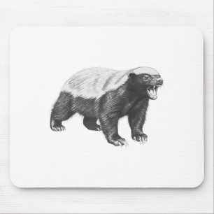 Antieke honingdas tekening realistische dieren kun muismat