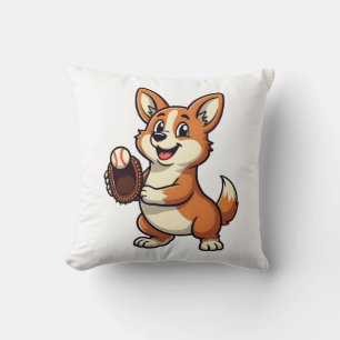 Antieke honkbal Corgi-hondenvanger Cartoon Vector  Kussen