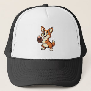 Antieke honkbal Corgi hondenvanger Cartoon Vector  Trucker Pet