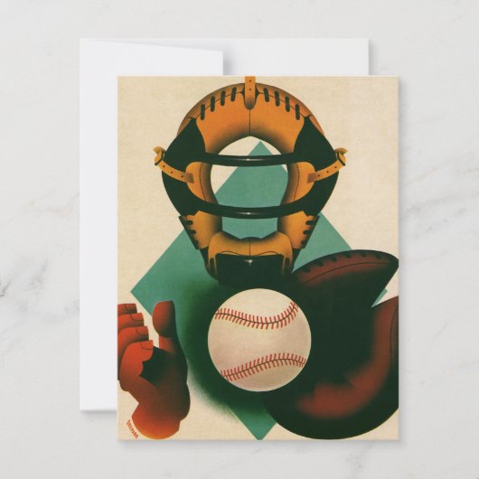 Antieke Honkbalspeler, Catcher met Handschoen (Voorkant)