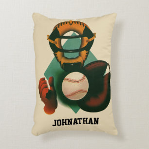 Antieke honkbalspeler, catcher met handschoen accent kussen