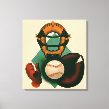 Antieke honkbalspeler, catcher met handschoen