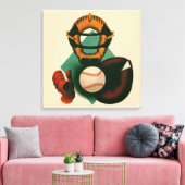 Antieke honkbalspeler, catcher met handschoen canvas afdruk (Insitu (Woonkamer))