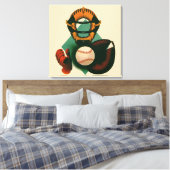 Antieke honkbalspeler, catcher met handschoen canvas afdruk (Insitu (Slaapkamer))