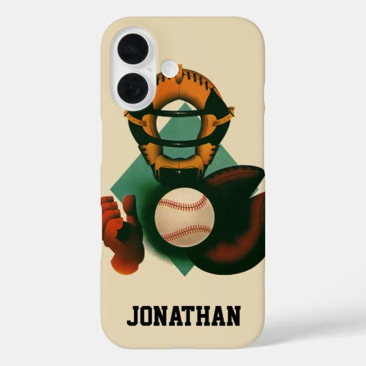 Antieke honkbalspeler, catcher met handschoen Case-Mate iPhone case (Achterkant)