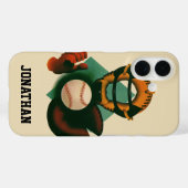 Antieke honkbalspeler, catcher met handschoen Case-Mate iPhone case (Achterkant (horizontaal))