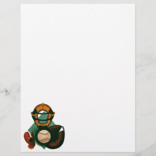 Antieke honkbalspeler, catcher met handschoen flyer