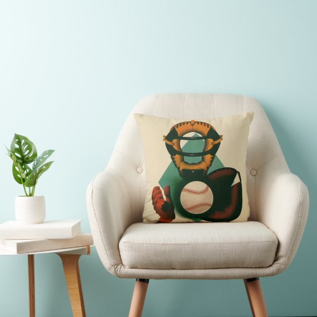Antieke honkbalspeler, catcher met handschoen kussen (Stoel)
