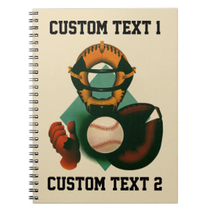 Antieke honkbalspeler, catcher met handschoen notitieboek