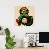 Antieke honkbalspeler, catcher met handschoen poster (Thuiskantoor)