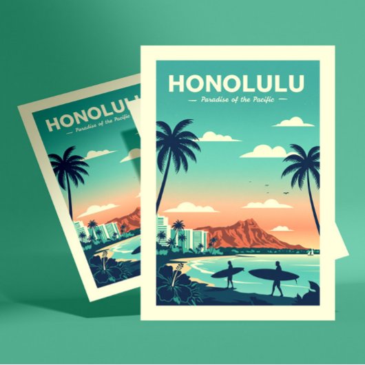 Antieke Honolulu Hawaï  Briefkaart
