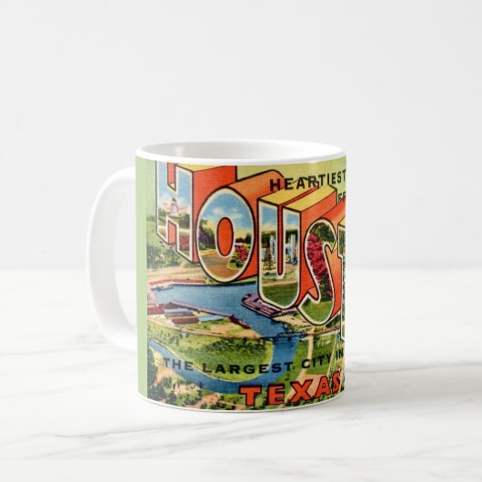 Antieke Houston Texas ansichtkaart Koffiemok (Voorkant links)