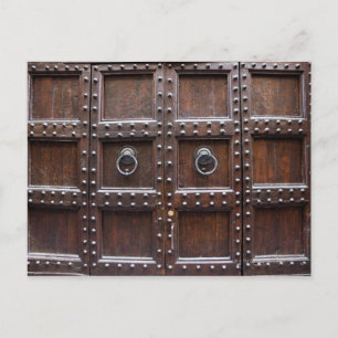 Antieke houten deur in Florence Briefkaart
