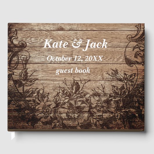 Antieke Houten Huwelijks Uitnodiging Gastenboek (Voorkant)