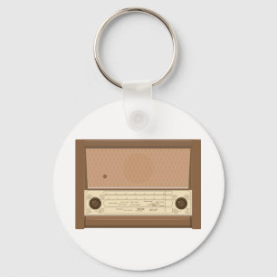 Antieke houten radio uit de jaren 40 sleutelhanger