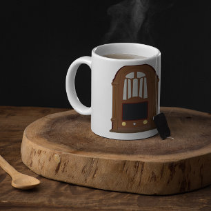 Antieke Houten Stereo Vintage Buizenradio Koffiemok