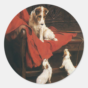 Antieke huisdieren, Jack Russel Terrier honden Ronde Sticker