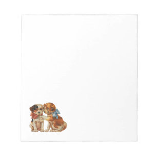 Antieke huisdieren, puppy liefde puppy's met strik notitieblok