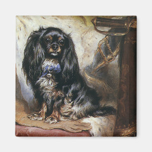 Antieke huisdieren, zwarte speelgoed Spaniel puppy Magneet