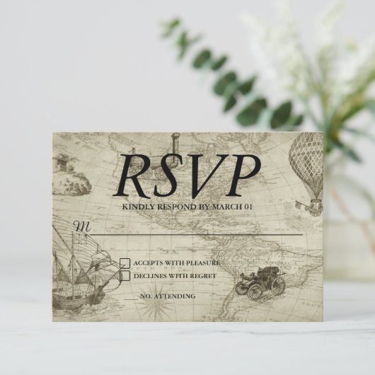 Antieke Huwelijkskaart RSVP-reactie Antwoord Moder (Staand voorkant)