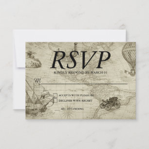 Antieke Huwelijkskaart RSVP-reactie Antwoord Moder
