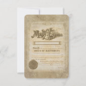 antieke Huwelijksvergunning RSVP Kaart (Achterkant)