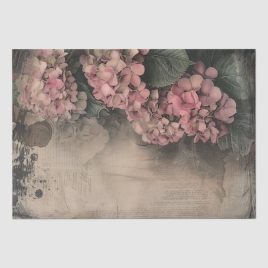 Antieke Hydrangea Illustratie Perkament Decoupage Tissuepapier (Voorkant)