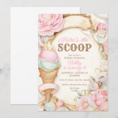 Antieke ijsje pastel roze ijs kaart (Voorkant / Achterkant)