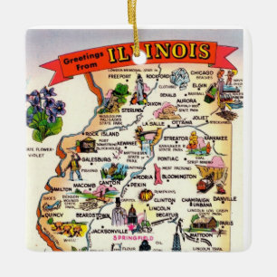 Antieke Illinois kaart Keramisch Ornament