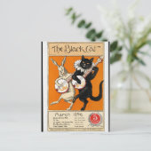 Antieke illustratie, De Zwarte Kat, 1896 Briefkaart (Staand voorkant)